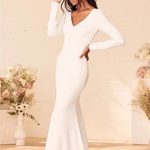 Lulu's Chic White Long Sleeve Dress